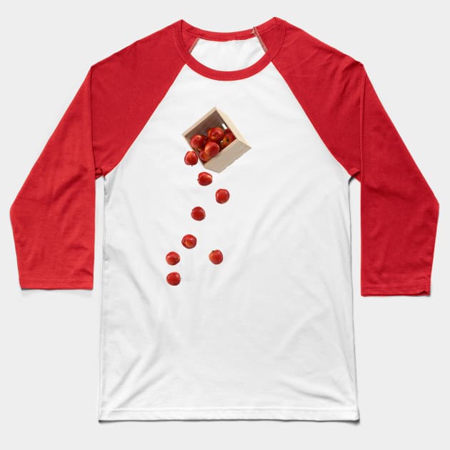 Falling Apples Baseball T-Shirt by rturnbow